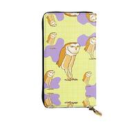 WZYCWB Leather Wallet, 7.5 * 4.1 Inch Long Clutch Bag, Zipper Compartment Large Storage, Good Gift for Friends Standing Owl Printed