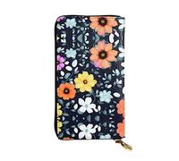 WZYCWB Leather Wallet, 7.5 * 4.1 Inch Long Clutch Bag, Zipper Compartment Large Storage, Good Gift for Friends Beautiful colourful flowers Printed