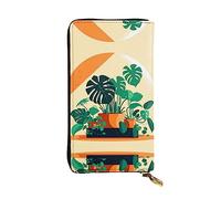 WZYCWB Leather Wallet, 7.5 * 4.1 Inch Long Clutch Bag, Zipper Compartment Large Storage, Good Gift for Friends Cartoon Turtle Back Bamboo Printed