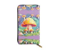 WZYCWB Leather Wallet, 7.5 * 4.1 Inch Long Clutch Bag, Zipper Compartment Large Storage, Good Gift for Friends Fantasy Dream Mushroom Printed