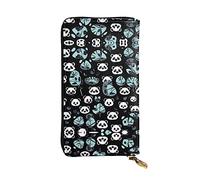 WZYCWB Leather Wallet, 7.5 * 4.1 Inch Long Clutch Bag, Zipper Compartment Large Storage, Good Gift for Friends Black and white panda face Printed