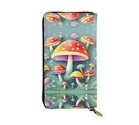 WZYCWB Leather Wallet, 7.5 * 4.1 Inch Long Clutch Bag, Zipper Compartment Large Storage, Good Gift for Friends Cute colored mushrooms Printed