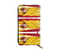WZYCWB Leather Wallet, 7.5 * 4.1 Inch Long Clutch Bag, Zipper Compartment Large Storage, Good Gift for Friends Spain Flag Printed