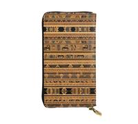 WZYCWB Leather Wallet, 7.5 * 4.1 Inch Long Clutch Bag, Zipper Compartment Large Storage, Good Gift for Friends Egyptian frescoes Printed