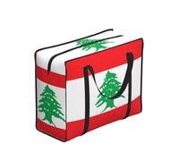 WZYCWB Lebanon Flag Portable Shopping Storage Tote Bag, One Size, Polyester, Zippered, 53 x 40 x 23 cm, Foldable Lightweight