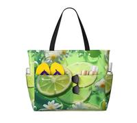 WZYCWB Lemons in the water Beach bag large travel bag gym swimming pool zipper storage bag