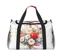 WZYCWB Leopard in a leather jacket Handheld travel bag weekend bag fitness yoga bag suitable for fitness and other scenarios, Flags And Flowers, One Size