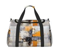 WZYCWB Leopard in a leather jacket Handheld travel bag weekend bag fitness yoga bag suitable for fitness and other scenarios, Grey and Yellow Abstract Art Painting, One Size