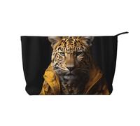 WZYCWB Leopard in a Leather Jacket Patterned Toiletry Storage Bag, Essential for organizing Cosmetics and Skincare Products.