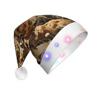 WZYCWB Leopard in search of prey Adult Santa Hats, Plush New Year Christmas Party Gifts, Unisex New Year LED Light Santa Hats