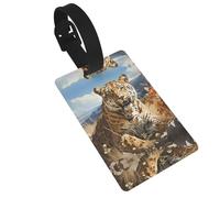 WZYCWB Leopard in Search of Prey Printed Luggage Tags - Waterproof and Durable Travel Tags