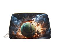 WZYCWB Lightning Fever Tennis Leather cosmetic bag with pockets, portable travel cosmetic bag, large capacity cosmetic storage bag,