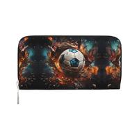 WZYCWB Lightning Tennis Leather clutch bags zipper wallets and card holders are perfect for travel or daily use, Firecracker Soccer, One Size