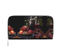 WZYCWB Lightning Tennis Leather clutch bags zipper wallets and card holders are perfect for travel or daily use, Grapes And Wine, One Size