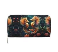 WZYCWB Lightning Tennis Leather clutch bags zipper wallets and card holders are perfect for travel or daily use, Beautiful Seahorse Couple, One Size