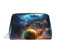 WZYCWB Lightning Tennis Leather cosmetic bag with pockets, portable travel cosmetic bag, large capacity cosmetic storage bag,