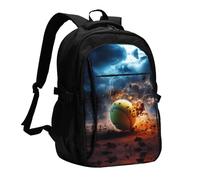 WZYCWB Lightning Tennis Printed laptop backpack, business men's commuter backpack, computer bag with USB port charging
