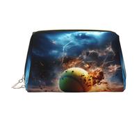 WZYCWB Lightning Tennis Printed Leather Cosmetic Bag for Women - Stylish and Soft, Durable