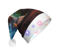 WZYCWB Lightning Tennis Printed Santa hat with LED lights, perfect for Christmas parties, stage performances, and holiday parties.