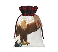 WZYCWB Line Art Eagle Christmas Gift Bags for Christmas Party Supplies Decorations, 8.3 * 11.8 Inch Colorblock Burlap Drawstring Gift Bags,
