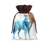 WZYCWB Line Art Wolf Christmas Gift Bags for Christmas Party Supplies Decorations, 8.3 * 11.8 Inch Colorblock Burlap Drawstring Gift Bags,