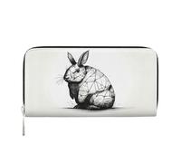 WZYCWB Line drawing of rabbit Printed zippered wallet perfect for travel, business, and everyday wear. Holds cell phones and cash.