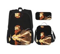 WZYCWB Lion raising his head Campus life backpack set (3 pieces) - school bag + pencil case + lunch bag, meet all the daily needs of students!