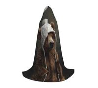 WZYCWB Little bear with white hat Print S Hooded Cape | Cosplay Costume, Halloween Anime Party Prop