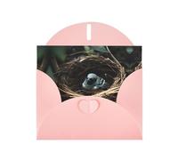 WZYCWB Little bird nest Patterned Pink Holiday Card (6x4) with Envelope. Suitable for birthdays, weddings, and condolences.