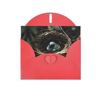 WZYCWB Little bird nest Printed Red Pearlescent Paper Holiday Card with Envelope. Suitable for birthday wishes wedding congratulations and condolences.