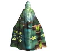 WZYCWB Little Bridge in the East Halloween decoration cape, adult large size hooded cape, unisex carnival cape for masquerade, role play