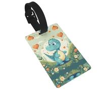 WZYCWB Little Dinosaur in Green Grass Printed Luggage Tags - Waterproof and Durable Travel Tags