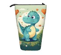 WZYCWB Little Dinosaur in Green Grass Retractable Storage Container for Pen Holders, Makeup Brush Holders, or Coin Drawstring Bags.