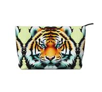 WZYCWB Little fat tiger head Corduroy cosmetic bag, women's portable zipper handbag purse, suitable for travel and daily storage, cosmetics