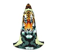 WZYCWB Little fat tiger head Printed Medium Hooded Cape, Holiday Party Costume, Carnival Party Prop, Sizes S/M/L