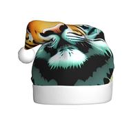 WZYCWB Little fat tiger head Printed Santa hat, festive New Year's decorative hat, suitable for adults and children at Christmas parties.