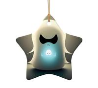 WZYCWB Little Ghost's Light patterned Star Shape ceramic pendant, perfect for decorating your home Christmas tree for winter parties