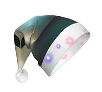WZYCWB Little Ghost's Light Printed Santa hat with LED lights, perfect for Christmas parties, stage performances, and holiday parties.