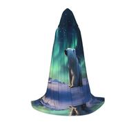 WZYCWB Little Polar Bear S Printed youth hooded cloak perfect for wizards and role-play costumes (S-L)