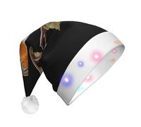 WZYCWB Little Robin Printed Santa hat with LED lights, perfect for Christmas parties, stage performances, and holiday parties.