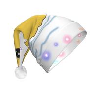 WZYCWB little yellow duck Patterned Santa Hat | Plush Glowing Holiday Hat for Christmas, New Year's, and Party Events
