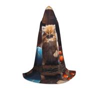 WZYCWB Lively Persian Cat M Printed youth hooded cloak perfect for wizards and role-play costumes (S-L)