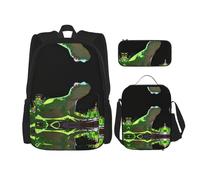WZYCWB Lizard looking up at the sky Backpack (3-piece set), large capacity backpack, student school bag, pencil case, lunch bag combination