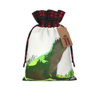 WZYCWB Lizard looking up at the sky Christmas Gift Bags for Christmas Party Supplies Decorations, 8.3 * 11.8 Inch Colorblock Burlap Drawstring Gift Bags,