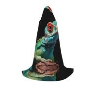 WZYCWB Lizard on a branch M Printed youth hooded cloak perfect for wizards and role-play costumes (S-L)