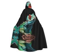 WZYCWB Lizard on a branchPatterned Hooded Cape Adult Robe Suitable for Family Gatherings Stage Performances Cosplay and Halloween Parties