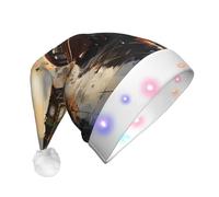 WZYCWB London Color Taxi Adult Santa Hats, Plush New Year Christmas Party Gifts, Unisex New Year LED Light Santa Hats