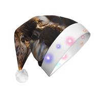 WZYCWB Lone Hyena Adult Santa Hats, Plush New Year Christmas Party Gifts, Unisex New Year LED Light Santa Hats