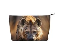 WZYCWB Lone Hyena Corduroy cosmetic bag, women's portable zipper handbag purse, suitable for travel and daily storage, cosmetics