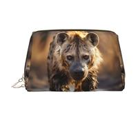 WZYCWB Lone Hyena Patterned Leather Cosmetic Bag - Perfect for Carry-On or Home Organization